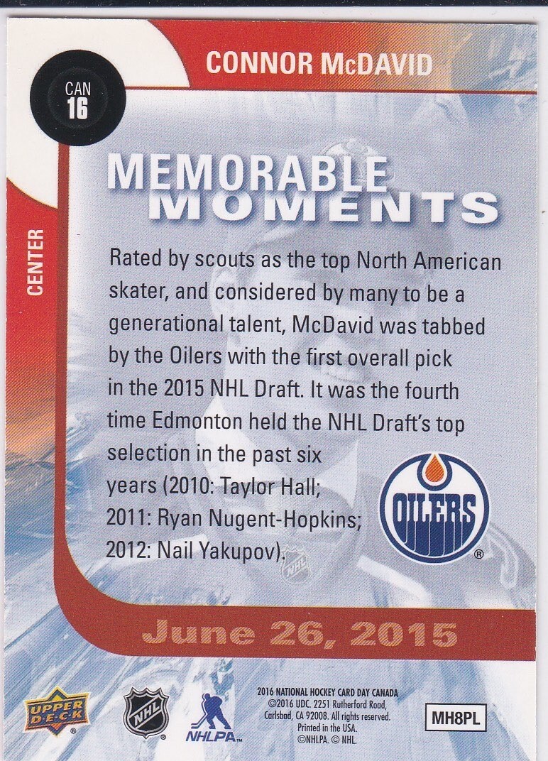 connor-mcdavid-rookie-card-2015-edmonton-oilers-1-nhl-pick-hockey
