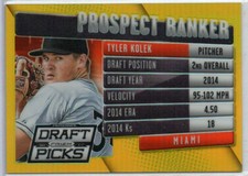 2014 Panini Prizm Gold TYLER KOLEK /10, Miami Marlins, Refractor, #9, Prospect