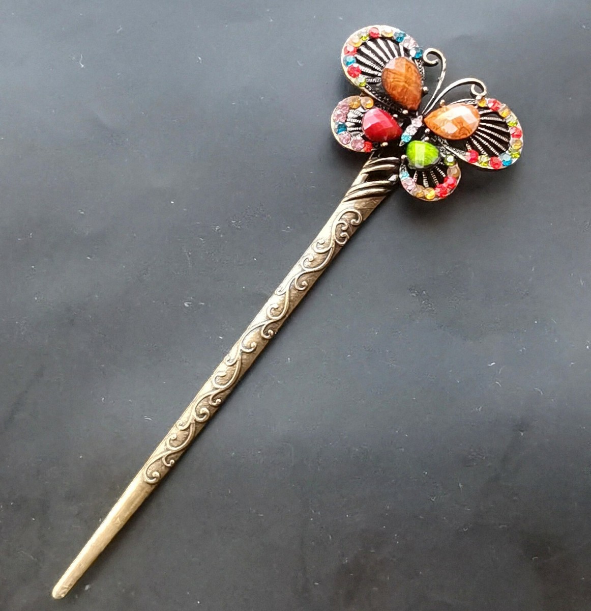 Butterfly Hairpin Rhinestone Chopstick Bronze Hair  display picture 2