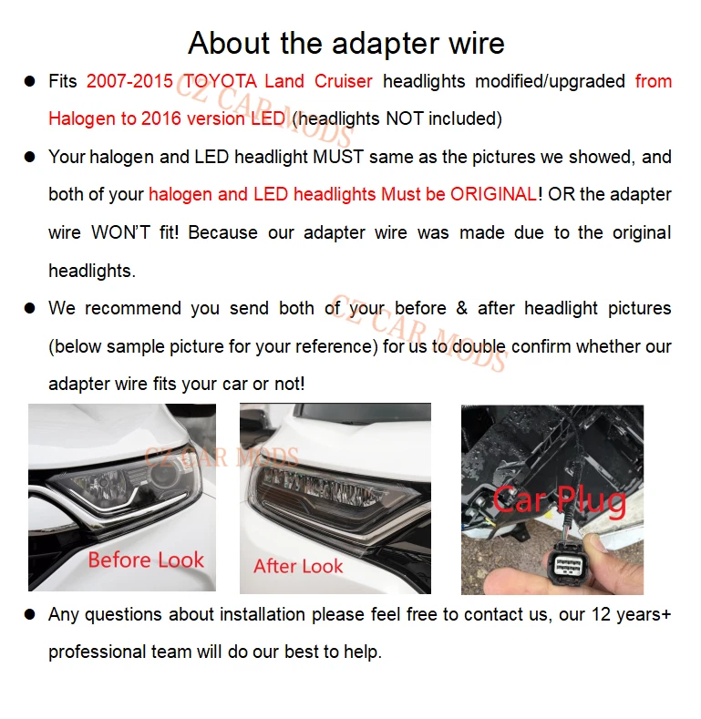 Fio adaptador 2007-2015 Toyota Land Cruiser farol halogênio para 2016-2020 LED - Imagem 2 de 4