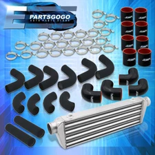 2.5" Intercooler 90° Degree Piping Kit 12PCS Black Aluminum + Clamps & Couplers