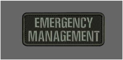 E Management Embroidery Patch 2x5 hook on back blk/white & BLK/gray