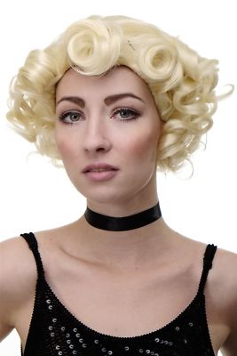 Damenperücke Perücke 20er Jahre Swing Jazz Locken Welle Lichtblond Blond GFW1717