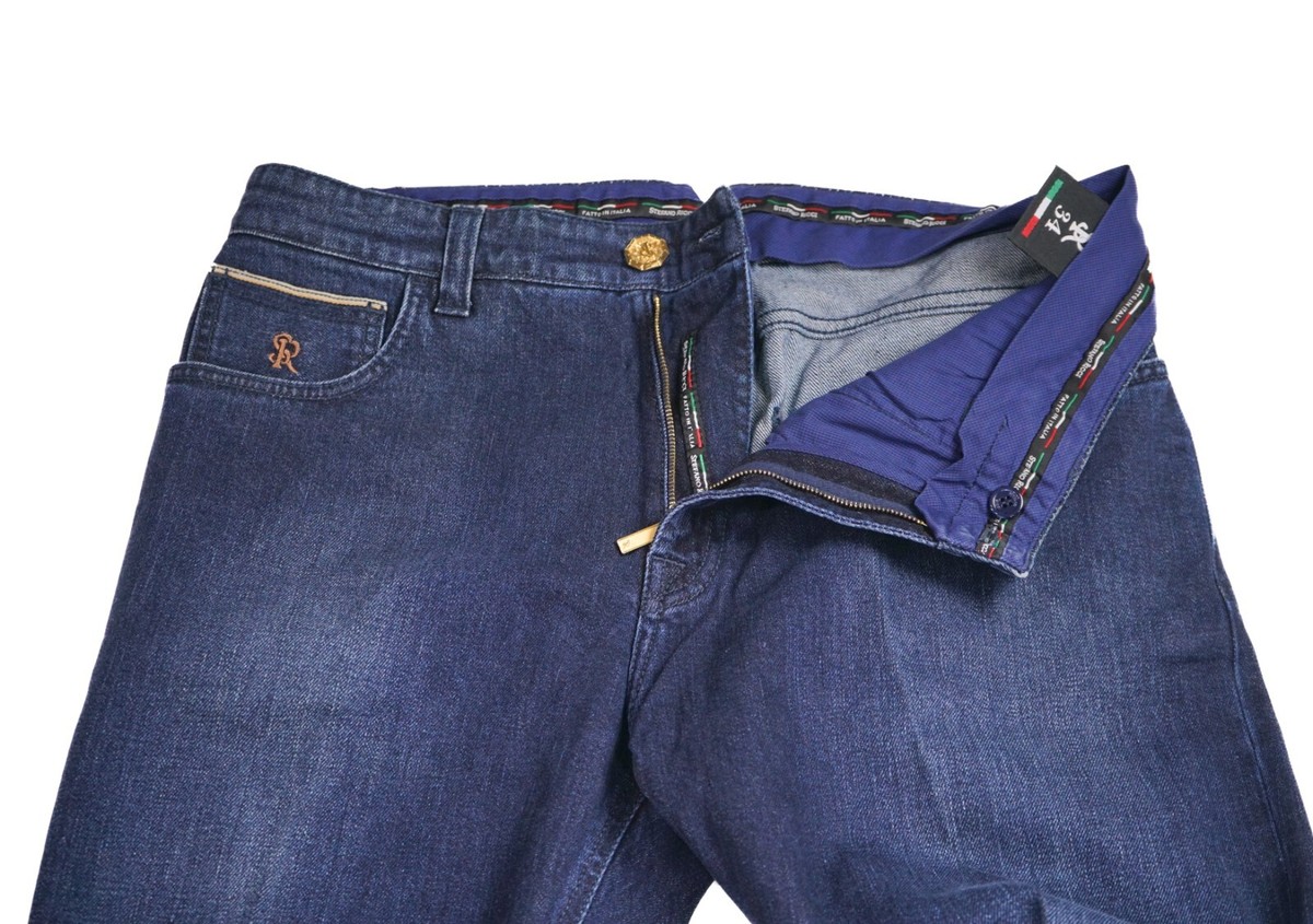 Jean De Luxe Stefano Ricci Taille 34 - Coton, Coupe Droite, Neuf Avec étiquettes - Fabriqué En Italie