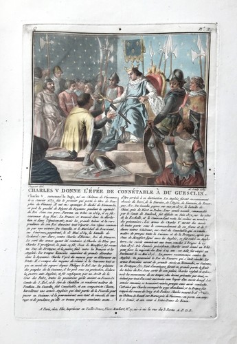 1791 CHARLES V ROI DE FRANCE Incisione a colori - Imagen 2 de 2