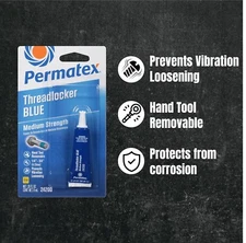 Permatex 24200 Medium Strength Threadlocker Blue, 6 ml (Pack of 12)