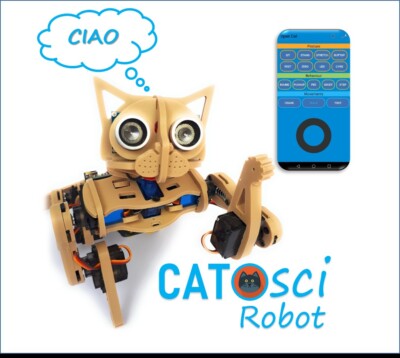 Arduino CATosci Robot, OpenCat software, smartphone (see videos