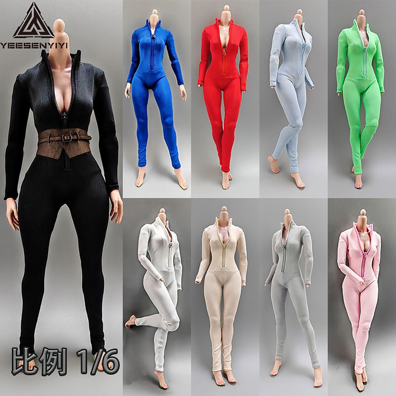 1/6 Tight Jumpsuit Bodysuit Stealth Suit Clothes Fit 12'' Female Action Figure