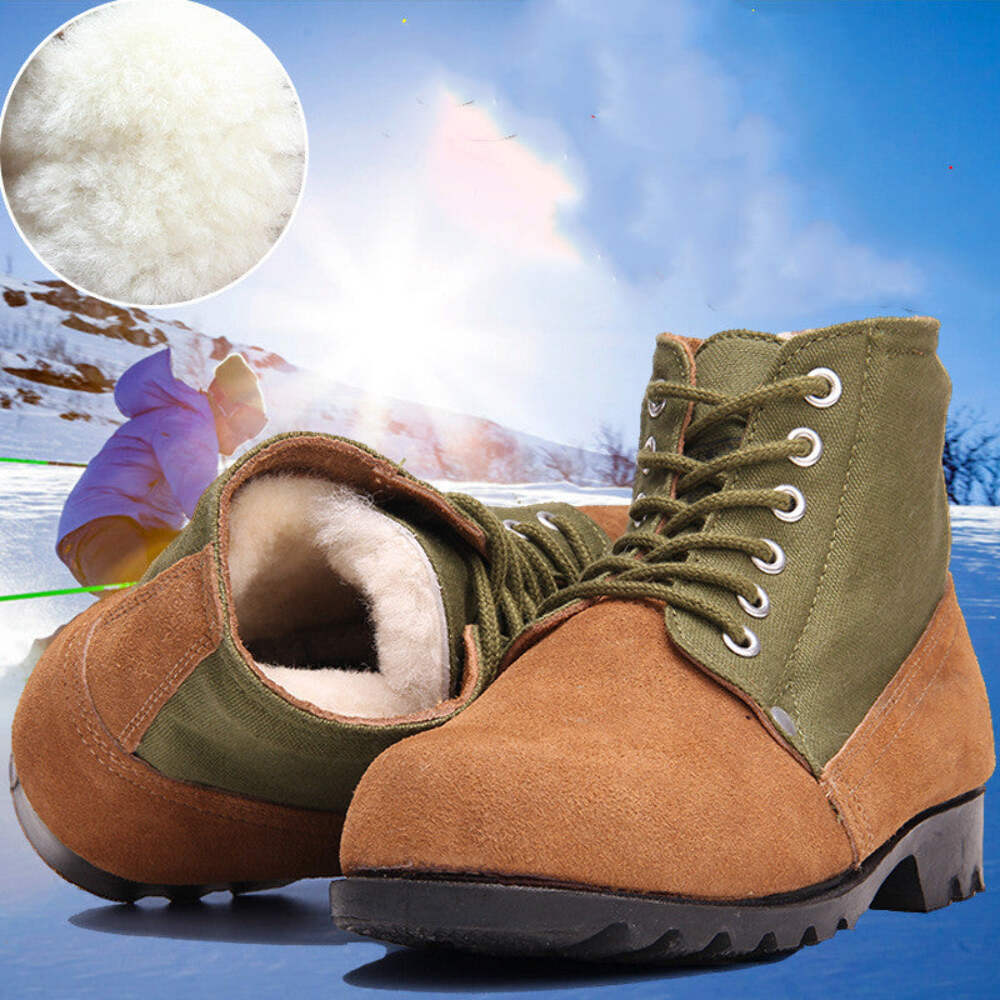 Winter Labor Safety Shoes Anti-Slip Warm Vintage Big Toe Work Boots