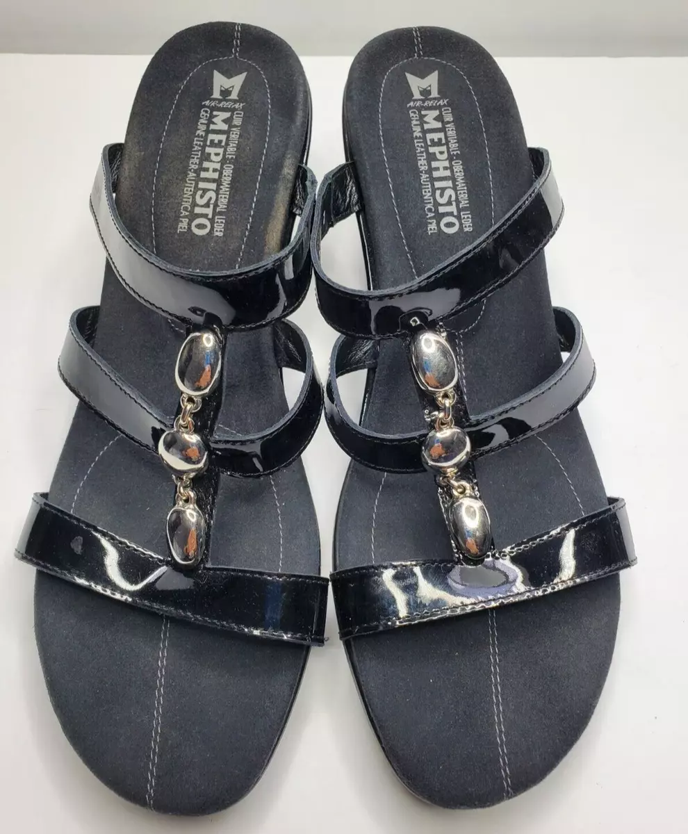 Mephisto black sales patent leather sandals