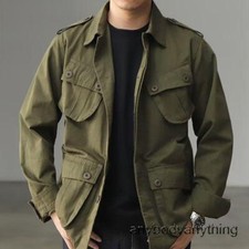 Multi-Pocket Cargo Jacket Men Retro Casual Style Loose Lapel Jackets New