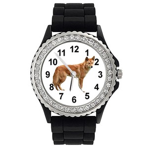 Australian-Dingo-Dog-Crystal-Rhinestone-Jelly-Silicone-Band-Wrist-Watch-SG270P