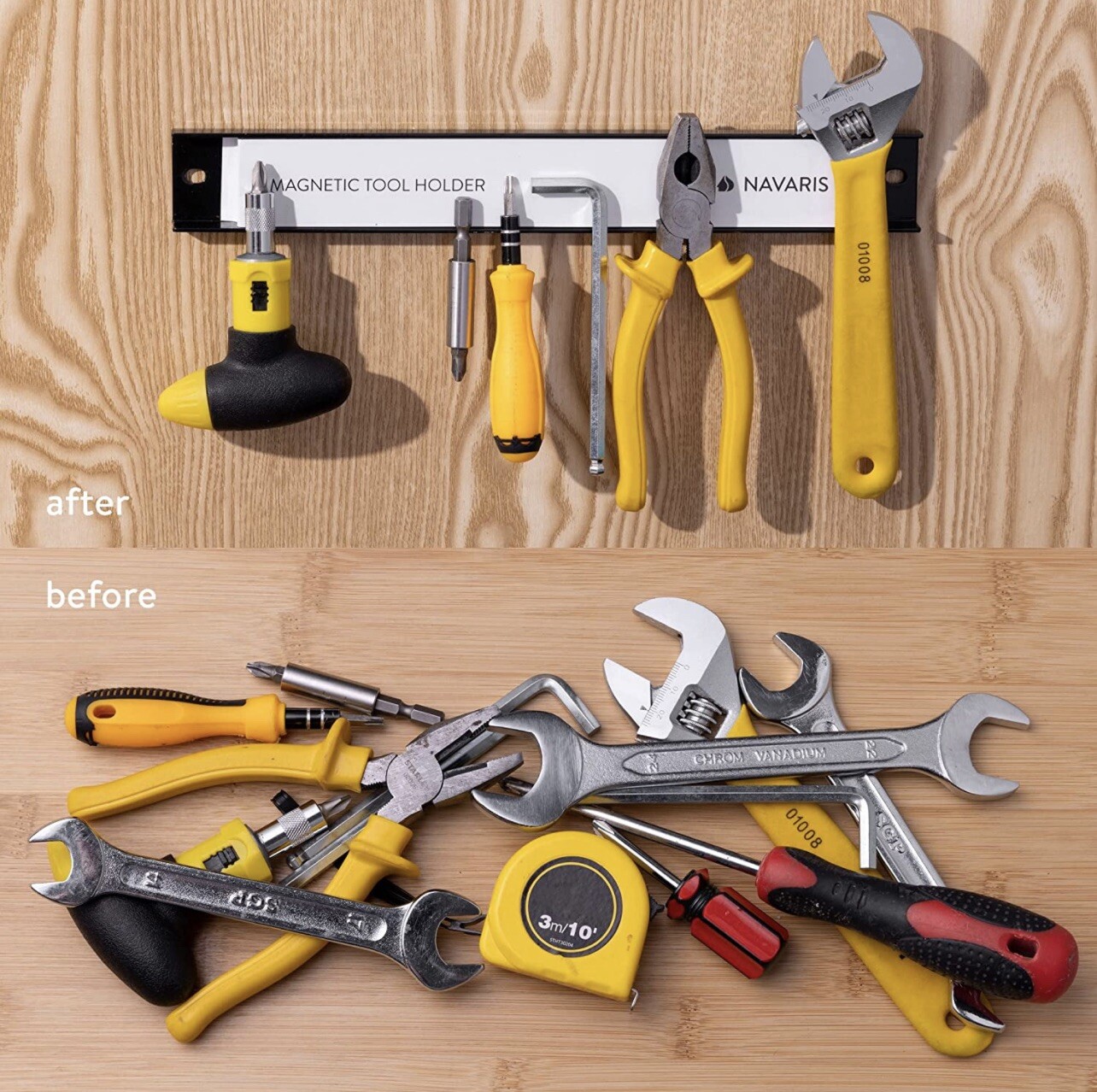 Porta Attrezzi Magnetico, 4 Pezzi - Portautensili, 4 Barre 30 Cm