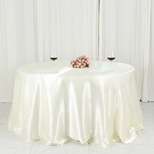 132" IVORY Satin Round TABLECLOTH Wedding Party Table Linens Party Decorations
