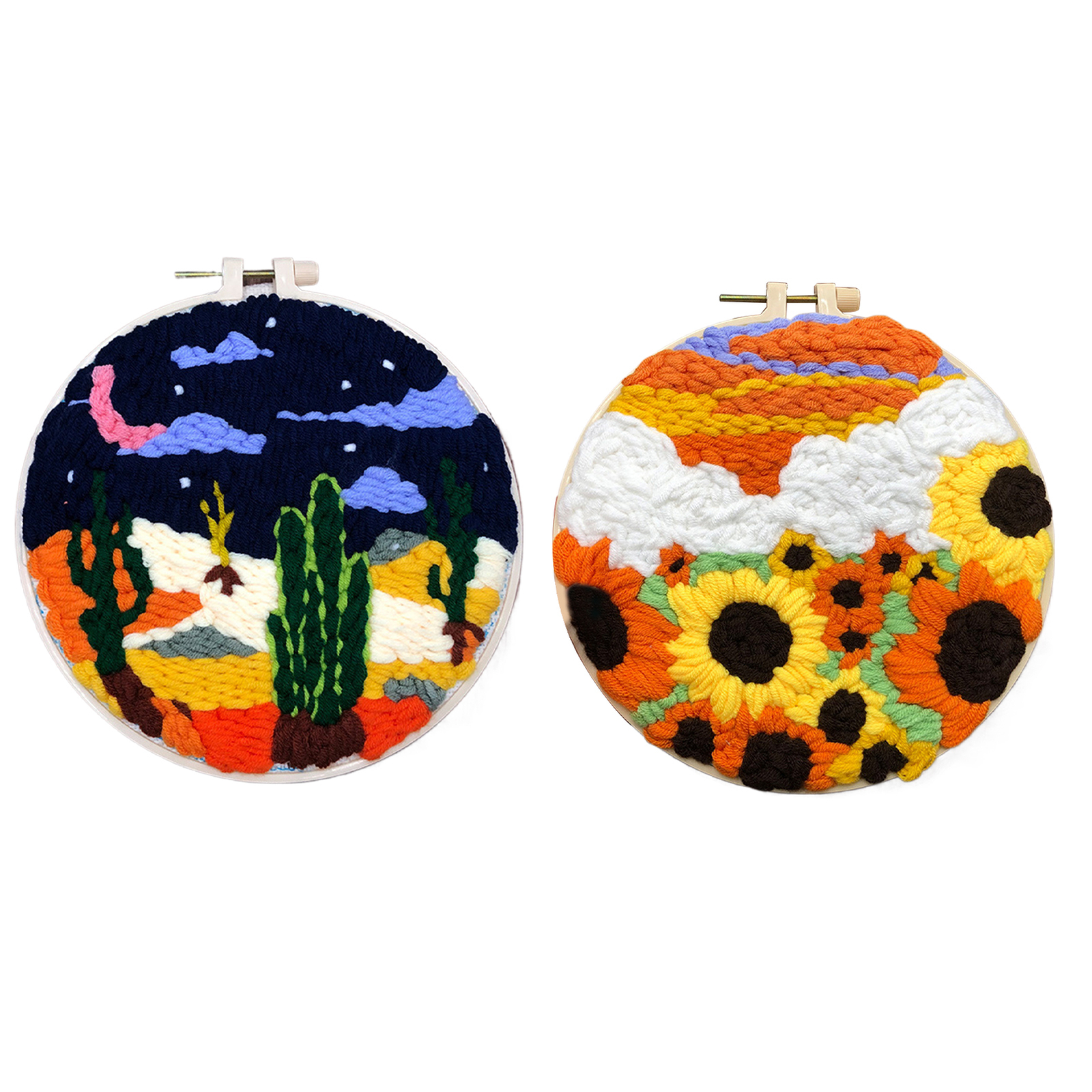 Starter Punch Needle Kit DIY Craft Beginner Sunflower Plant Embroidery Set