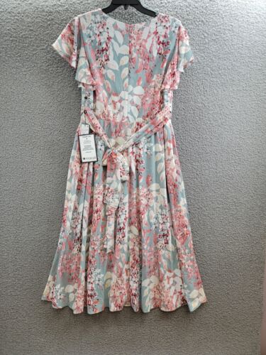 Adrianna Papell Plus Surplice Midi Dress Women's 14W Aqua Multi Back Zip Closure - Picture 10 of 18