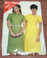 See & Sew Pattern 3883 Misses’ Dress and Belt Size 12-14-16