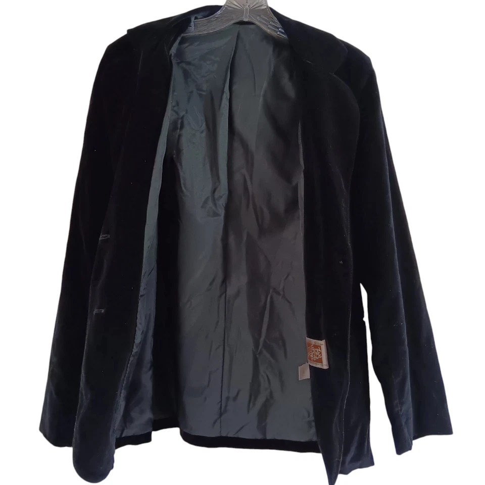 Blazer de terciopelo negro Sears de colección para mujer talla 12 oscuro academia oficina sirena clásico Foto 3 de 4