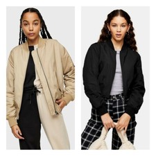 TOPSHOP Oversized Bomber Beige Or Black A20 RRP £45.99  (T1)