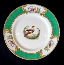 Beautiful Myotts Staffordshire Chelsea Bird Green Dinner Plate