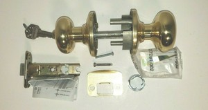 Kwikset-Juno-Knob-Keyed-Entry-Polished-Brass-740J-3-SMT-CP-K4-MISSING-SCREWS-FP
