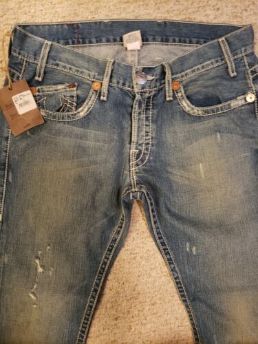 True Religion NATHAN Giant BIG T Blue Jeans Size 29 x 34