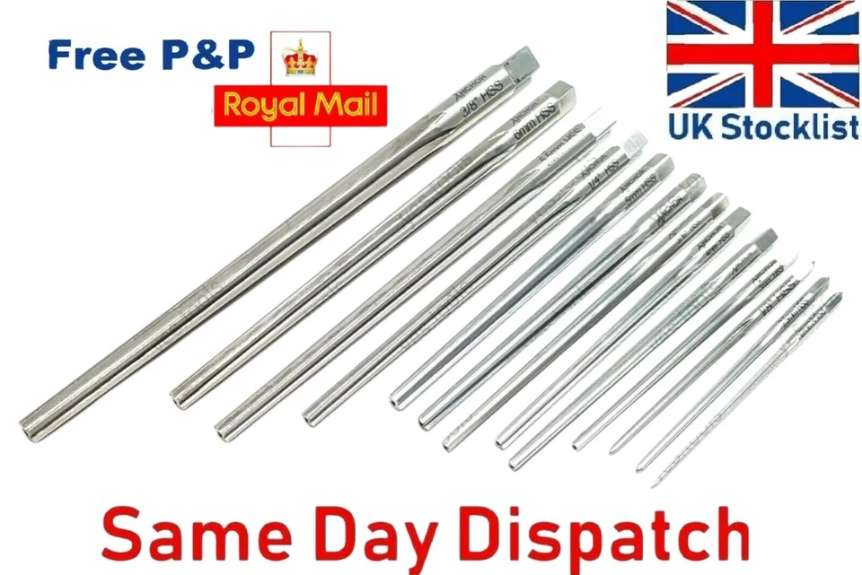 ANCHOR HSS Taper Pin Reamer Metric Imperial 2mm 2.5mm 3mm 3.5mm 4mm 4.5mm 5mm 1/8 1/4