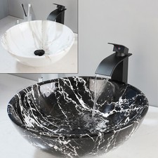 Lavabo bagno vaso marmo nero lavabo ceramica bianca con rubinetto e scarico