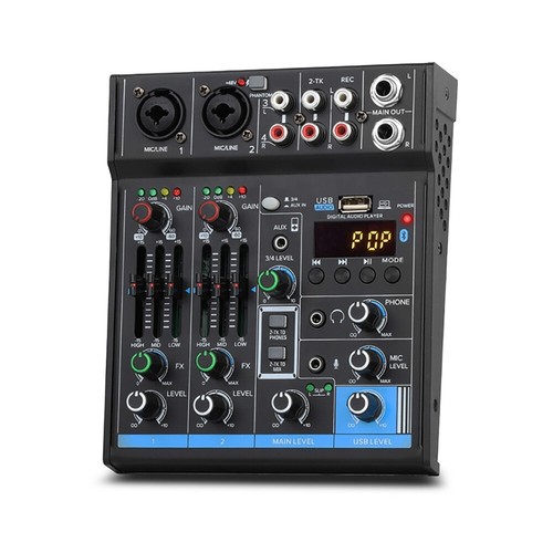 Mini4 Channel bluetooth Audio Mixer Sound Mixer Audio DJ 16 Digital USB Record - Picture 2 of 11