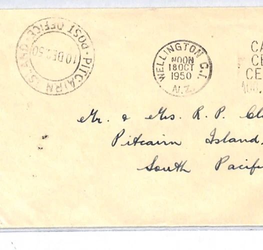 NEW ZEALAND KGVI Cover *PITCAIRN ISLAND* MAIL 1950 ARRIVAL CDS {samwells}XC107 - Image 3 of 4