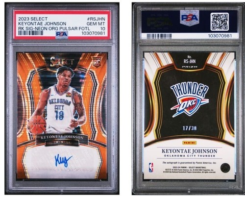 Select Rookie Auto Keyontae Johnson 2023 naranja neón Pulsar FOTL RC/30 PSA 10 - Imagen 3 de 3