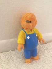 Vintage Berenstain Bears Papa Bear Flocked Fur 3.5" Plastic Toy Figure 1986
