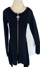 Killstar Womens Black Cross Full Zip Long Sleeve Goth Dress Size Small