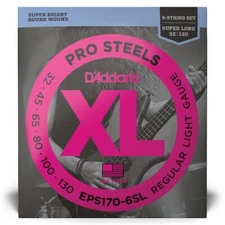 D'Addario EPS170-6SL Pro Steels Bass Guitar Strings; X-long scale gauges 32-130
