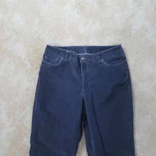 LL Bean Favorite Fit Corduroy Pants Women's 12 Blue Straight Leg - Picture 2 of 10