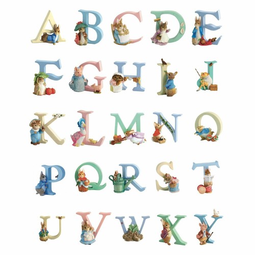 Beatrix Potter Alphabet Letters Peter Rabbit Figurine Ornament Children Bedroom - 第 1/18 張圖片