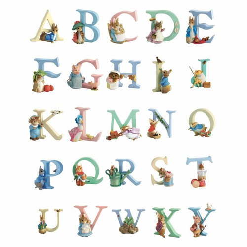 Beatrix Potter Alphabet Letters Peter Rabbit Figurine Ornament Children Bedroom - Picture 1 of 18