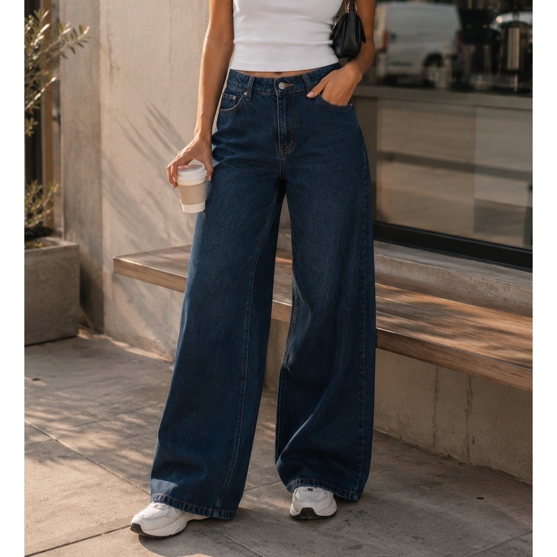Wild Fable Mid Rise Ultra Wide Leg Jeans Dark Wash Women's Size 6 Baggy Y2K