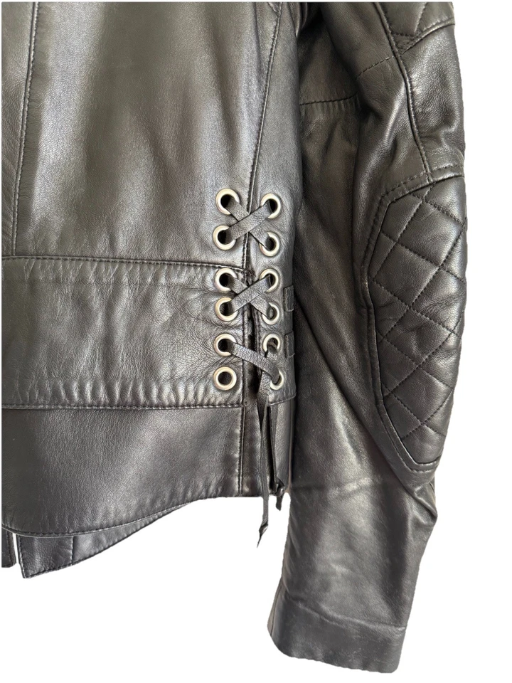 Chaqueta de cuero acolchada Balenciaga para mujer - Talla 40 - 2012 - Pieza de archivo rara Foto 4 de 4