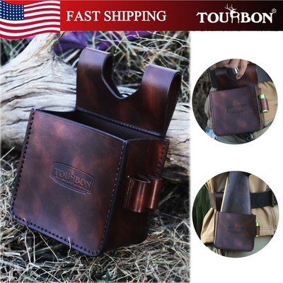 TOURBON 12/20GA Leather Ammo Holder Shotgun Cartridge Belt Pouch Shells Case