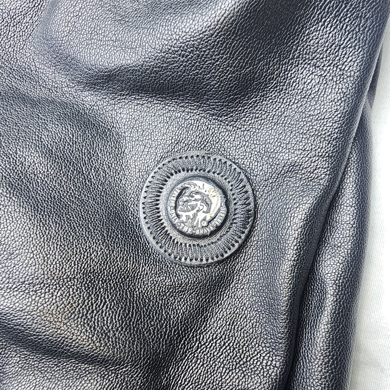 Diesel Men's Sz Large Goatskin Leather Jacket Wool Switch Black Italian thumbnail 12