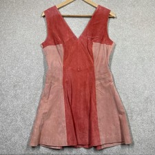 ASOS coral Pink Dress Real Leather Suede Women’s Size UK12 Lined Pockets Zipped