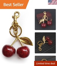 Coach Cherry Bag Charm KeyChain Glitter resin and metal Brass/Red Apple