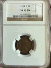 1914 D LINCOLN WHEAT CENT NGC VF30 BROWN