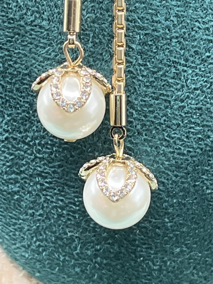 Charter Club Tono Dorado Imitación Perla Estrás Lariat, Bolero Gota Collar 28” Foto 3 de 4