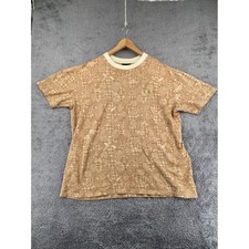 Coogi Basics T-Shirt Mens XXL Tan Paisley Jacquard Knit Short Sleeve USA Made