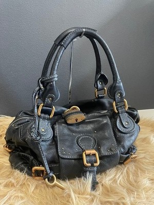 バッグ Chloe Paddington hand bag black Chloe Paddington Black Leather Shoulder Bag Satchel Padlock Key