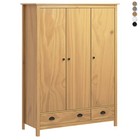 Kleiderschrank mit 3 Türen Massivholz Holz Garderobenschrank Holzschrank Schrank