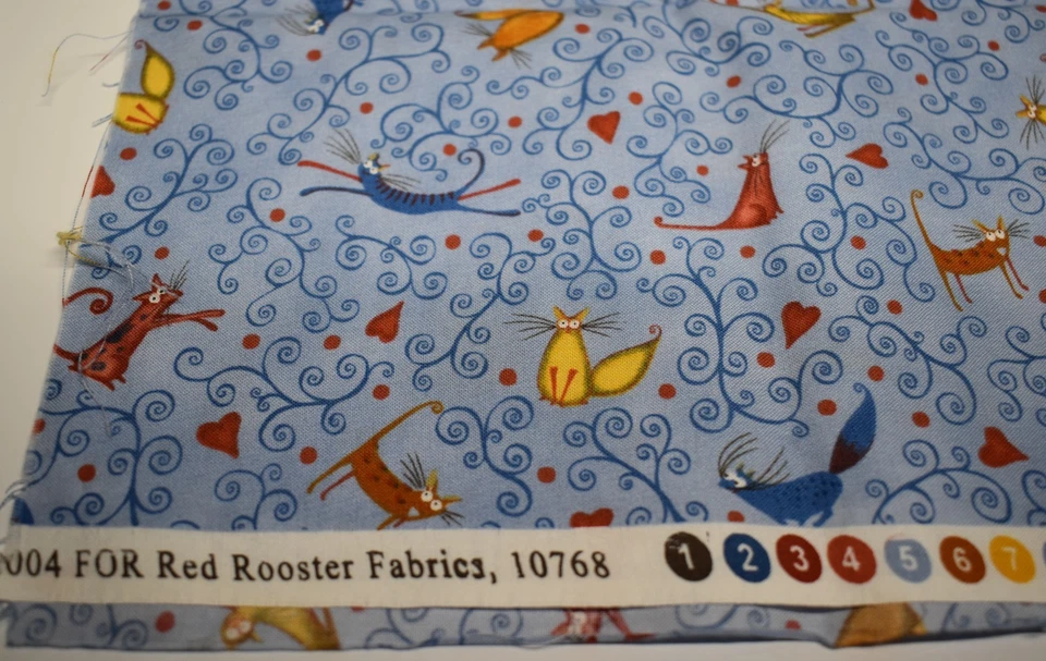 100% Cotton FAT QUARTER the kitty collection RED ROOSTER FABRICS 10768 blue cat - Image 4 of 4