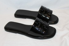Tory Burch Double T Leather Sport Slides Perfect Black NIB SZ 5